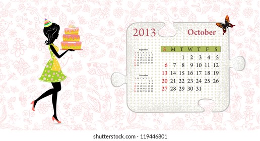 Calendar for 2013, october