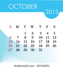 calendar for 2013 october illustration