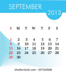 calendar for 2013 september illustration