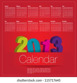 Calendar 2013 Vector Format