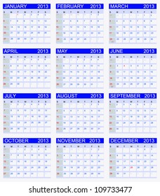 Calendar 2013. Vector Illustration