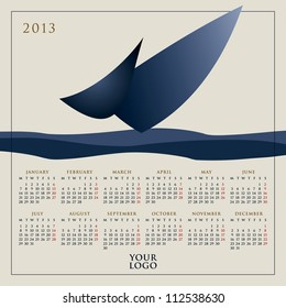 calendar for 2013, vector, sail