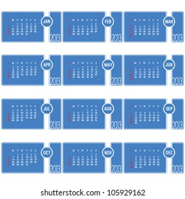 calendar for 2013 year illustration on blue