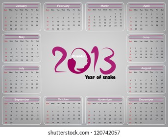 Calendar 2013 - Year of the Snake