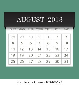Calendar 2013.August. vector illustration.