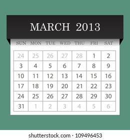 Calendar 2013.March. vector illustration.