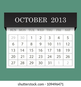 Calendar 2013.October. vector illustration.
