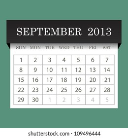 Calendar 2013.September. vector illustration.