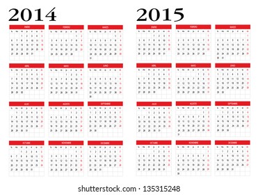 Calendar 2014 and 2015 in spanish