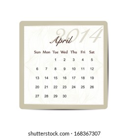 Calendar 2014 April