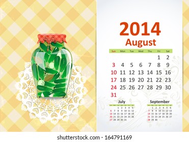 Calendar for 2014, august