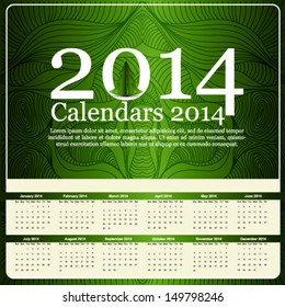 Calendar 2014  background, vector illustration
