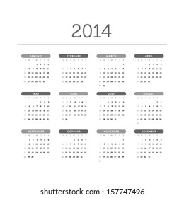 calendar 2014 - black and white