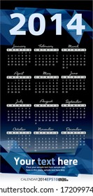 Calendar 2014 blue template