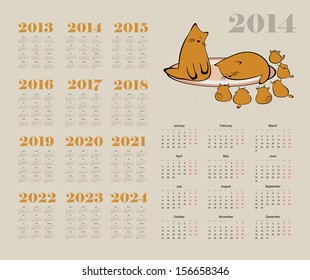 calendar 2014 with cat