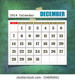  Calendar 2014 December vintage paper on grunge background
