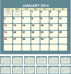 Calendar For 2014  In English