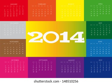 Calendar 2014 in english