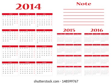 Calendar 2014 in english