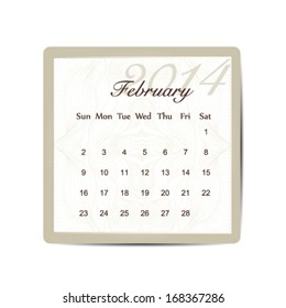 Calendar 2014 February