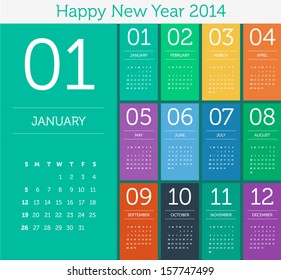 calendar 2014 - flat design color