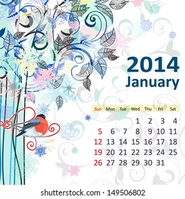 Calendar for 2014, january