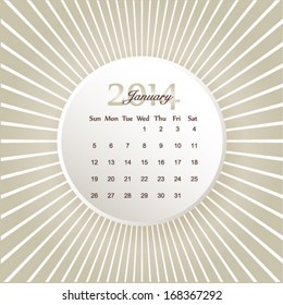 Calendar 2014 January. 