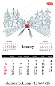 Calendar 2014, january. Streets of the city, sketch for your design