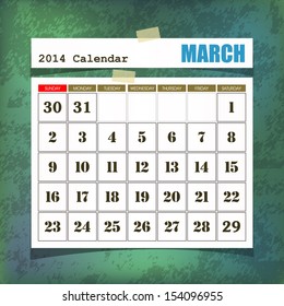  Calendar 2014 January vintage paper on grunge background