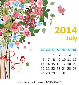 Calendar for 2014, July