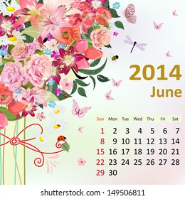 Calendar for 2014, June