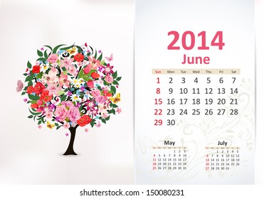 Calendar for 2014, June