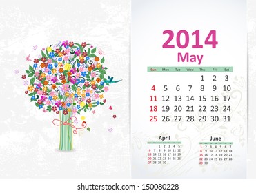 Calendar for 2014, may