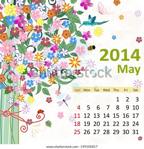 Calendar 14 May Stock Vector Royalty Free