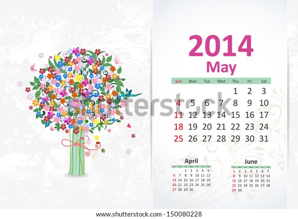 Calendar 14 May Stock Vector Royalty Free