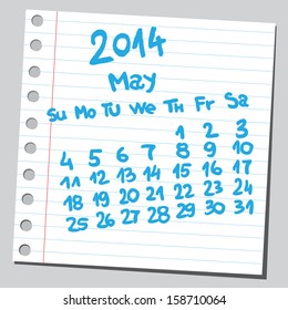 Calendar 2014 may (sketch style) 