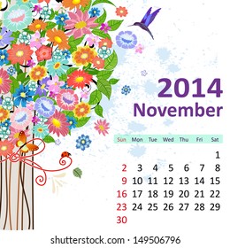 Calendar for 2014, November