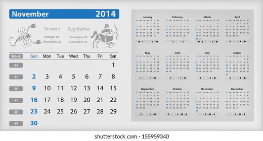 Calendar 2014 - November highlighted