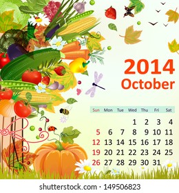 Calendar for 2014, October