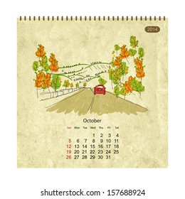 Calendar 2014, october. Streets of the city, sketch for your design