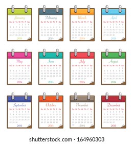 calendar for 2014 on flip charts isolated on white, eps 10 format