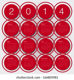 calendar 2014 red circle minimal design