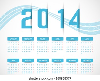 CALENDAR 2014 SIMPLE TEXT BACKGROUND BLUE