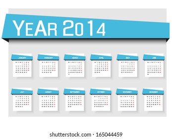 CALENDAR 2014 SIMPLE TEXT BACKGROUND BLUE