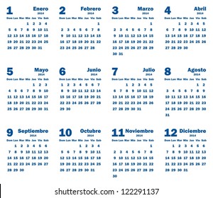 Calendário 2014 - Espanhol