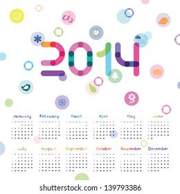 calendar for 2014 with symbols for seasons