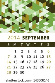 Calendar for 2014 in a triangular retro style