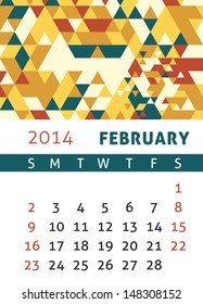 Calendar for 2014 in a triangular retro style