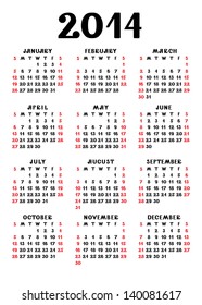 Calendar 2014 - vector