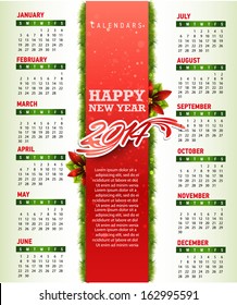 Calendar 2014. Vector.